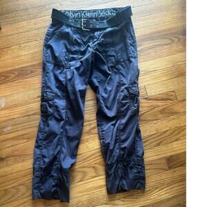 Calvin Klein Black Cargo Capri Pants with Belt – Size 8